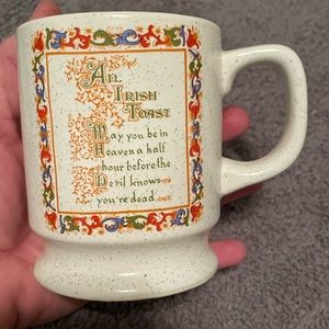 Vtg Irish Toast Heaven Devil Celtic Saying Ceramic Stoneware Coffee Cup Mug